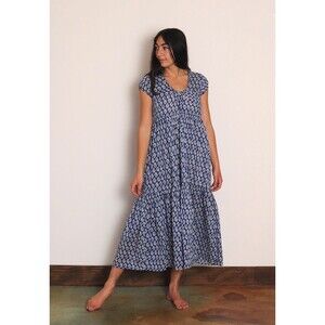 Matta NY Sabina Greece Midi Dress in Simi Pattern Blue Size XS 100% Cotton